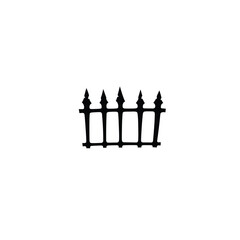 Black picket fence silhouette white background