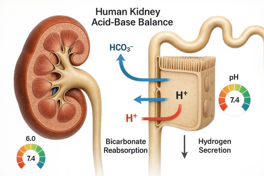 Human Kidney Acid-Base Balance: A Detailed Illustration of Renal Physiology [Illustration]