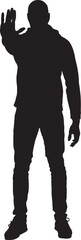 vector,silhouette of  man showing the stop sign with their hands