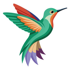 Colorful Hummingbird Illustration – Exotic Bird in Flight

