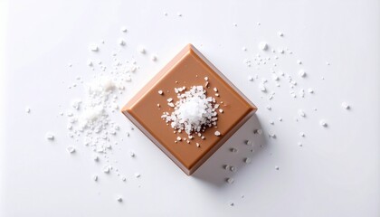 Obraz premium Chocolate Square with Sea Salt on White Background