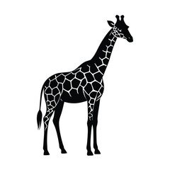 Naklejka premium Black silhouette of a giraffe with patterned body animal