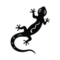 Black silhouette of a gecko with decorative markings