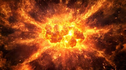 Obraz premium Intense fireball eruption depicted in combustion event sci-fi environment aerial viewpoint explosive concept for seo impact