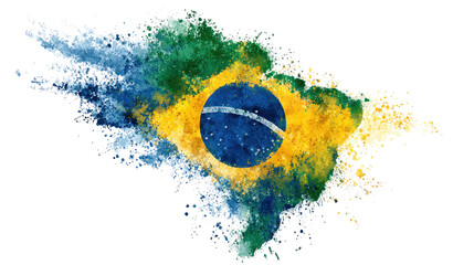 Abstract Brazilian flag in explosion effect