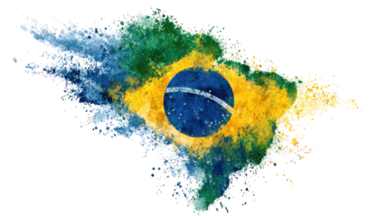 Abstract Brazilian flag in explosion effect