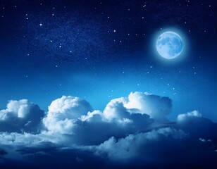 night sky featuring moon and clouds bluish tint