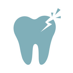 Tooth with Crack and Pain Vector Illustration