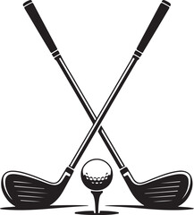 Pair of iron or wedge golf club with golf ball flat vector icon for sports apps and websites