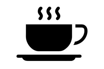 Vector art of a simple black coffee cup icon with steam