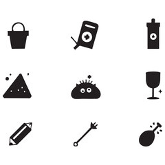 Cartoon and geometric Random black and white shape design 