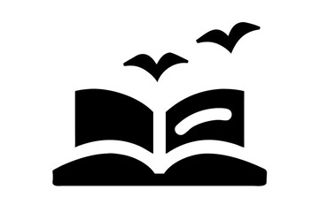 Vector art of open book with birds flying above