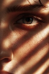 A hyper-realistic close-up portrait of a person's face, showcasing intricate details and expressions.