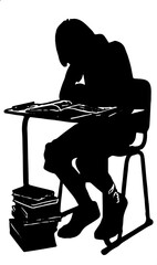 silhouette of a students are doing school work