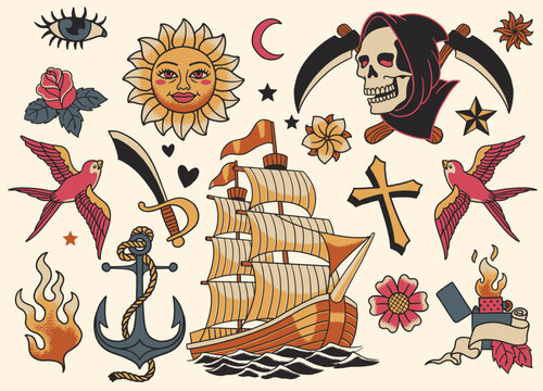 Collection Of Various Vintage Flash Tattoo Design