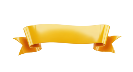 Glossy Golden Ribbon Banner with Curved Ends and Dark Background graphic design isolated on a transparent background