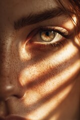 A hyper-realistic close-up portrait of a person's face with intricate details and expression.