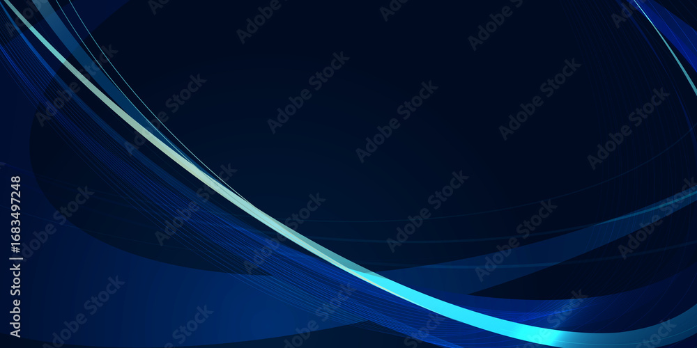 Poster energy vortex on dark background. abstract blue wave lines on dark background, modern futuristic des