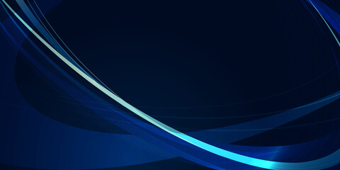 Energy Vortex on Dark Background. Abstract blue wave lines on dark background, modern futuristic design. Dynamic light curves in blue gradient on dark surface for digital use.