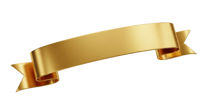 Golden Ribbon Banner for Text and Design graphic isolated on a transparent background