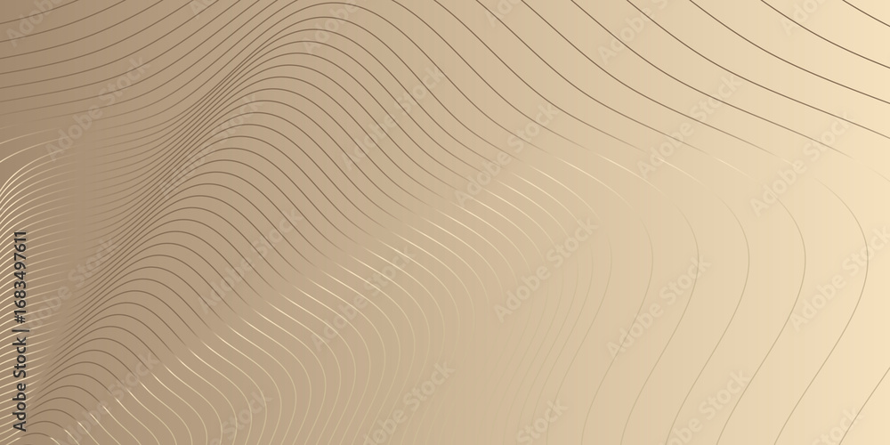 Poster golden background. golden curved lines forming elegant abstract motion background. smooth beige wave