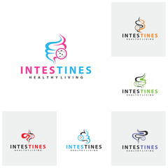 Set of Intestine human organ logo design concepts. Medical symbol. Vector illustration