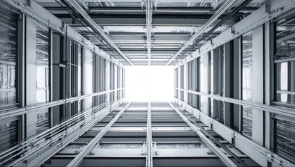Elevated view of a modern building's interior