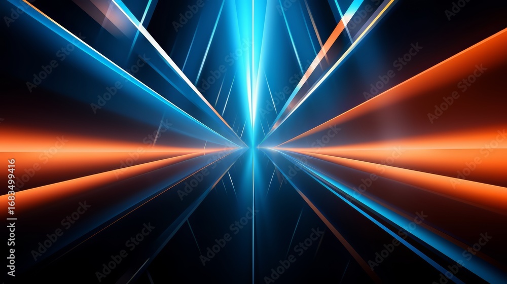 Poster colorful image of a bright blue and orange line with a white line in the middle. the image is abstra