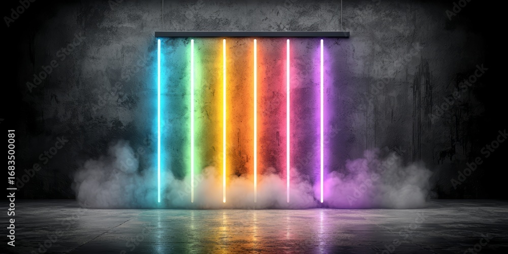 Aufkleber colorful light display with a rainbow of colors. the lights are arranged in a row and are illuminate