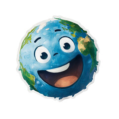 Smiling blue globe cartoon character face Isolated on a transparent background