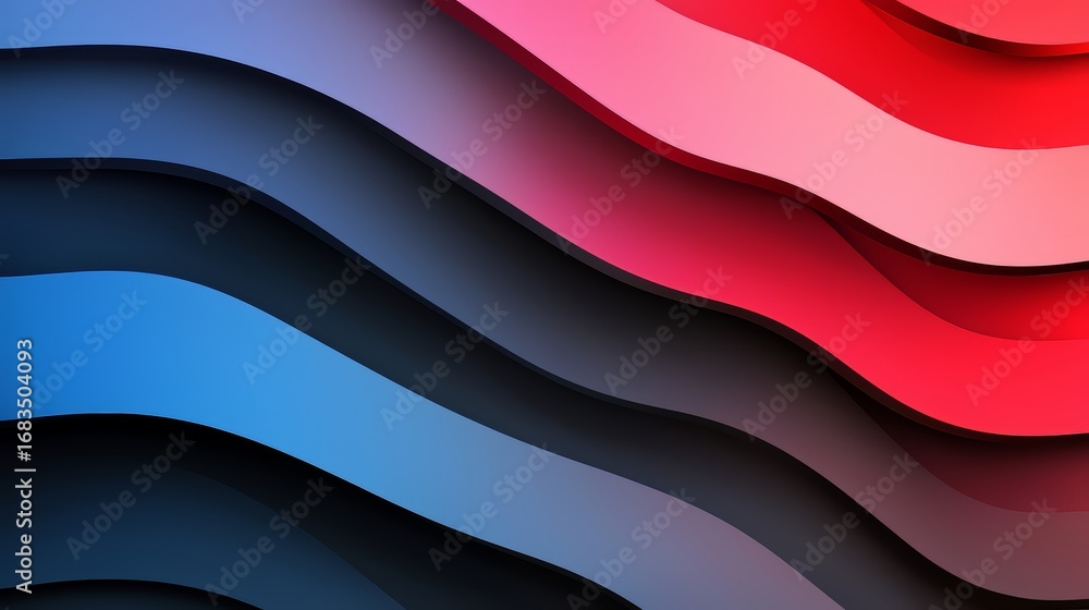 Poster colorful wave pattern with blue, red and purple colors. the pattern is very abstract and has a sense