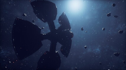 futuristic space station investigates a cosmic haze of interstellar matter © icetray