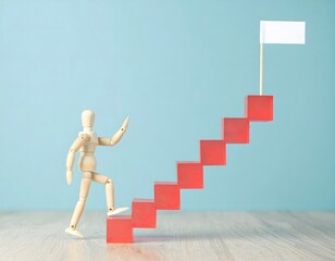 目標へ進む赤色のキューブの階段