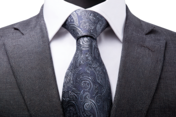 Gray suit and tie close-up