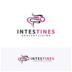 Love Intestine human organ logo design concepts. Medical symbol. Vector illustration