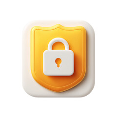 Web3 login authentication badge with golden lock symbol Isolated on a transparent background