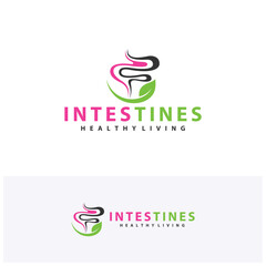 Leaf Intestine human organ logo design concepts. Medical symbol. Vector illustration