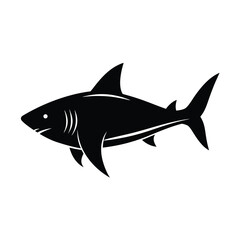 Obraz premium Black silhouette of a shark on a white background animal