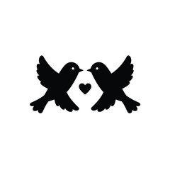 Black birds heart silhouette white