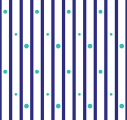 Fresh Blue and White  Stripe and Dots Seamless Repeat