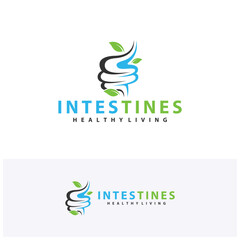 Leaf Intestine human organ logo design concepts. Medical symbol. Vector illustration