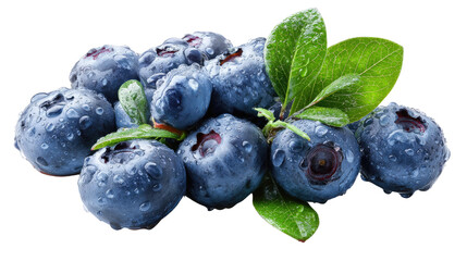 Fototapeta premium Vibrant Blueberry: A close-up, mouthwatering shot showcases a pile of ripe blueberries, glistening with fresh water droplets, hinting at a healthy and delicious snack.