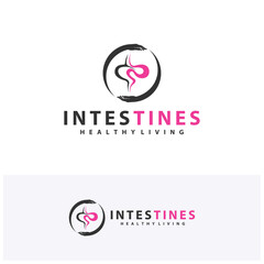 Care Intestine human organ logo design concepts. Medical symbol. Vector illustration
