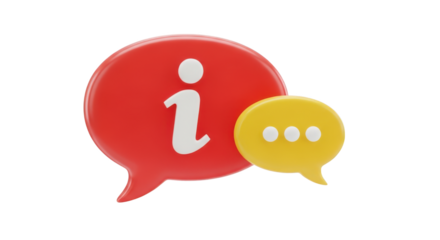 Red Information Speech Bubble with Yellow Chat Bubble and Icon communication message isolated on a transparent background