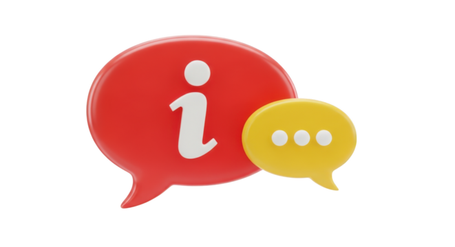 Red Information Speech Bubble with Yellow Chat Bubble and Icon communication message isolated on a transparent background