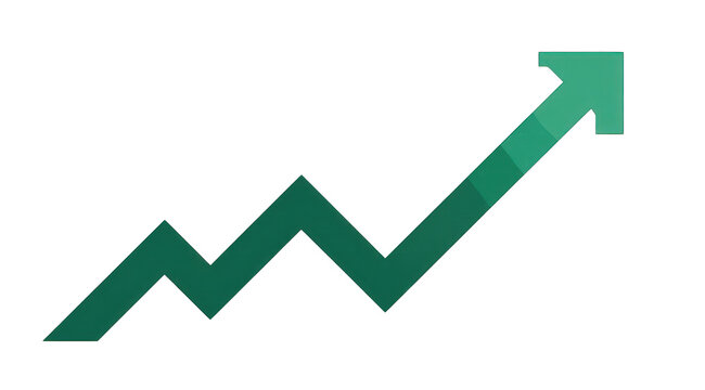 Trendy, green ascending arrow