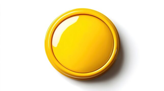 Round yellow button on white background