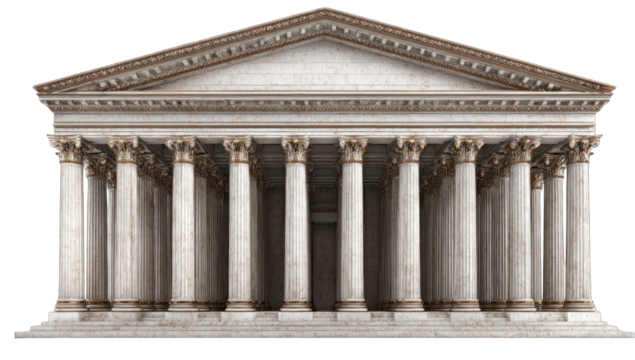 Front view of a classical Roman temple