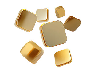 Abstract graphic of multiple, overlapping, golden-toned, square-shaped objects, floating in a light-filled space
