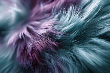 A close up of soft, fluffy teal and purple fabric swirled together in an abstract pattern, creating a dreamy atmosphere with the colors blending seamlessly into each other. 